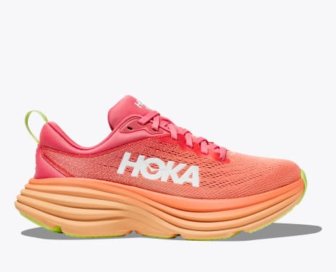 Hoka Women's Bondi 8 Cushioned Road Running Shoe in Coral/Papaya, Cast –  Gimres Shoes