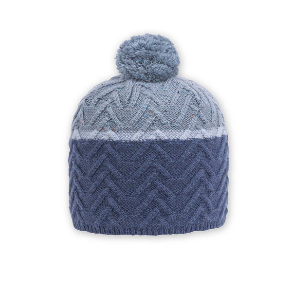 Pistil Estes Beanie with Pompom in Brown, Blue & Grey