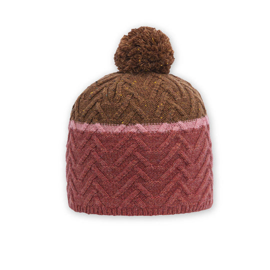 Pistil Estes Beanie with Pompom in Brown, Blue & Grey