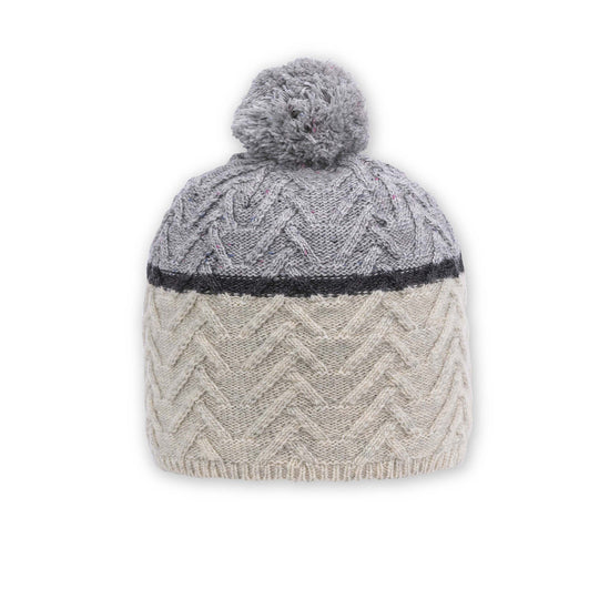 Pistil Estes Beanie with Pompom in Brown, Blue & Grey