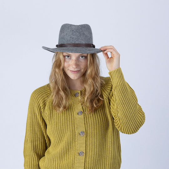 Pistil Topaz Wide Brim Hat in Grey & Dark Charcoal