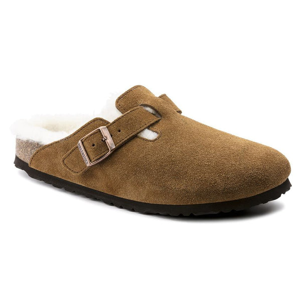 Birkenstock Boston Shearling Suede Leather in Mink & Thyme