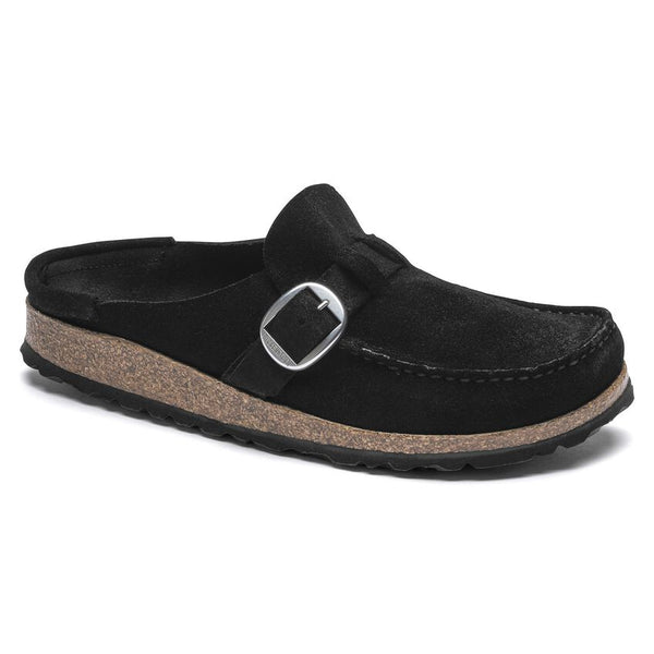 Birkenstock Buckley Suede Clog in Black, Gray Taupe & Zinfandel Available in Narrow Widths