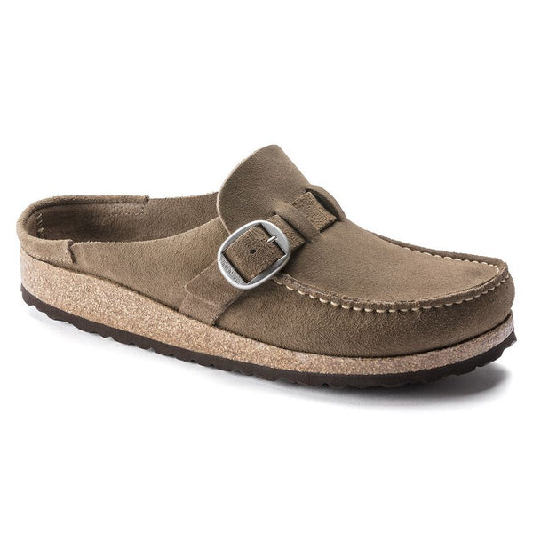 Birkenstock Buckley Suede Clog in Gray Taupe & Zinfandel Available in Narrow Widths