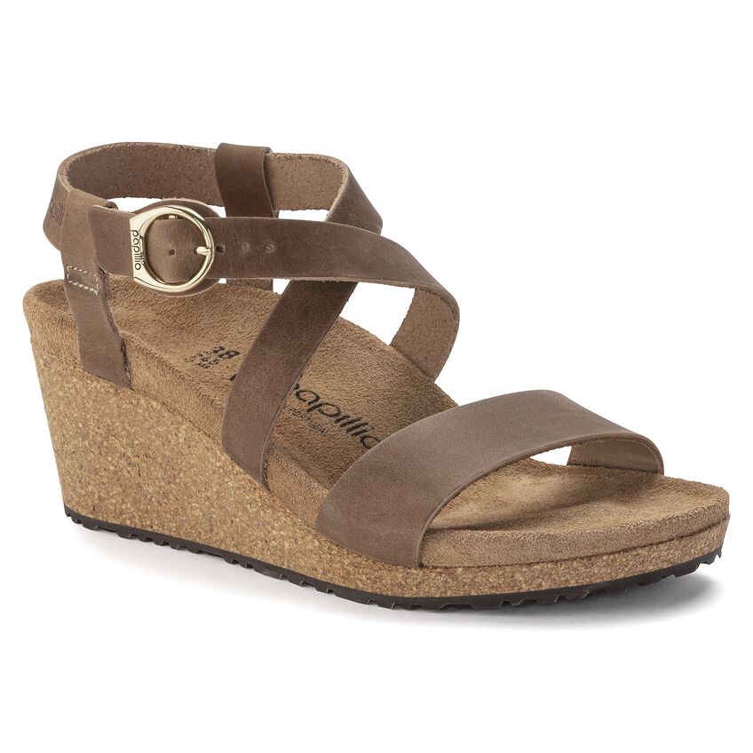 Birkenstock Sibyl Ring-Buckle Oiled Leather Sandal in  Cognac