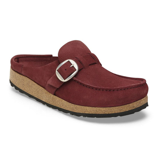 Birkenstock Buckley Suede Clog in Black, Gray Taupe & Zinfandel Available in Narrow Widths