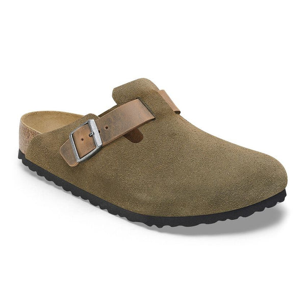 Birkenstock Boston Mixed Leather Clog in Midnight & Thyme