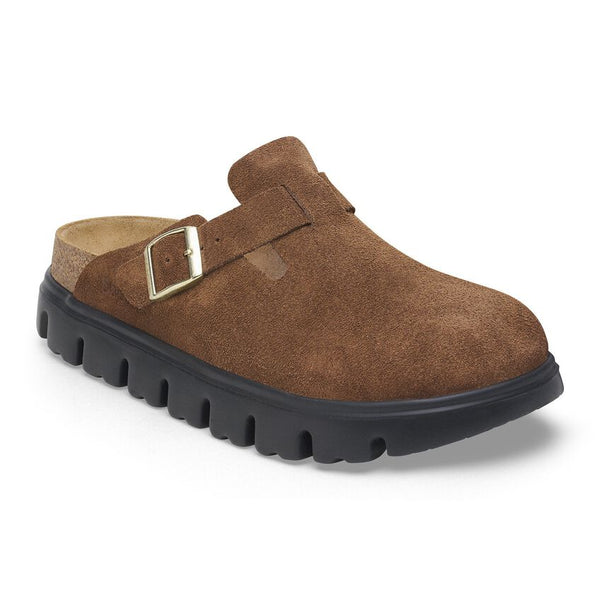 Birkenstock Boston Chunky Suede Leather in Dark Tea, Black & Warm Sand