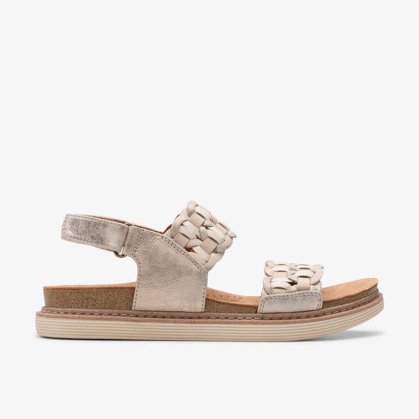 Clarks Arwell Glide Sandal in Metallic & Orange