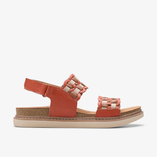 Clarks Arwell Glide Sandal in Metallic & Orange