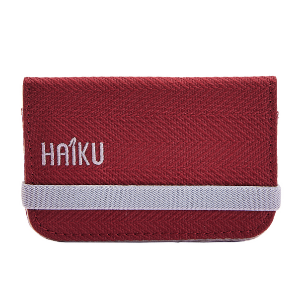 Haiku Trek RFID Mini Wallet 2.0 in Rosewood, River Rock Blue, Black & Forest