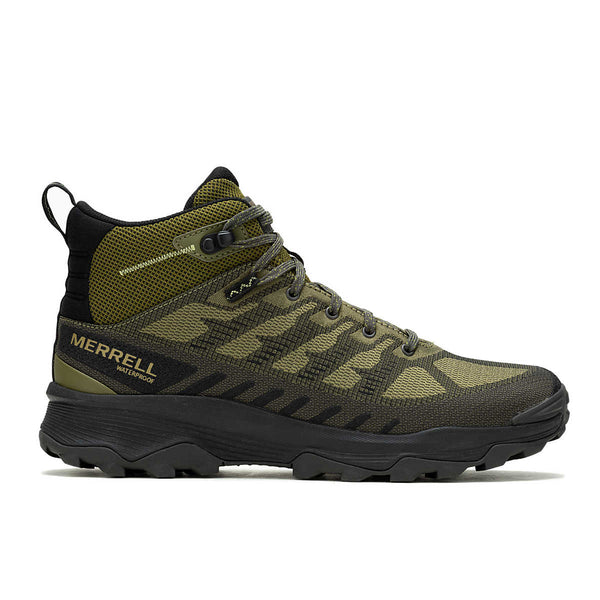 Merrell Men's Moab Speed Eco Mid Waterproof Hiker in Black & Mosstone